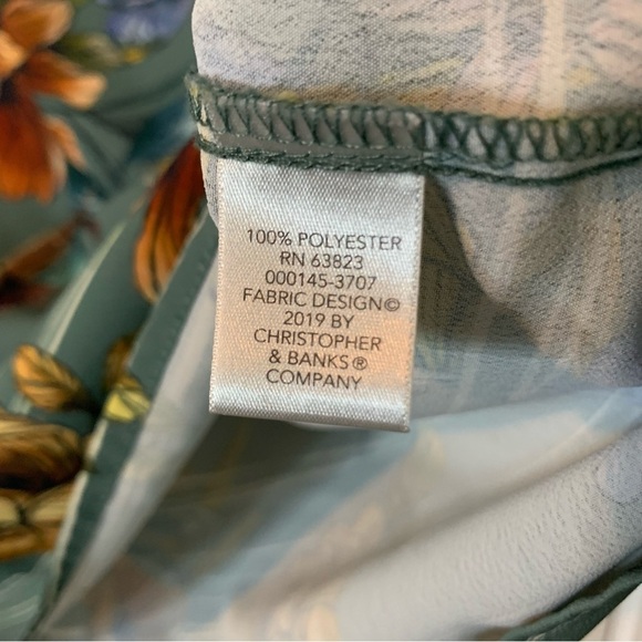 Christopher & Banks Teal Long Sleeve Floral Blouse, size P/M - Picture 5 of 7